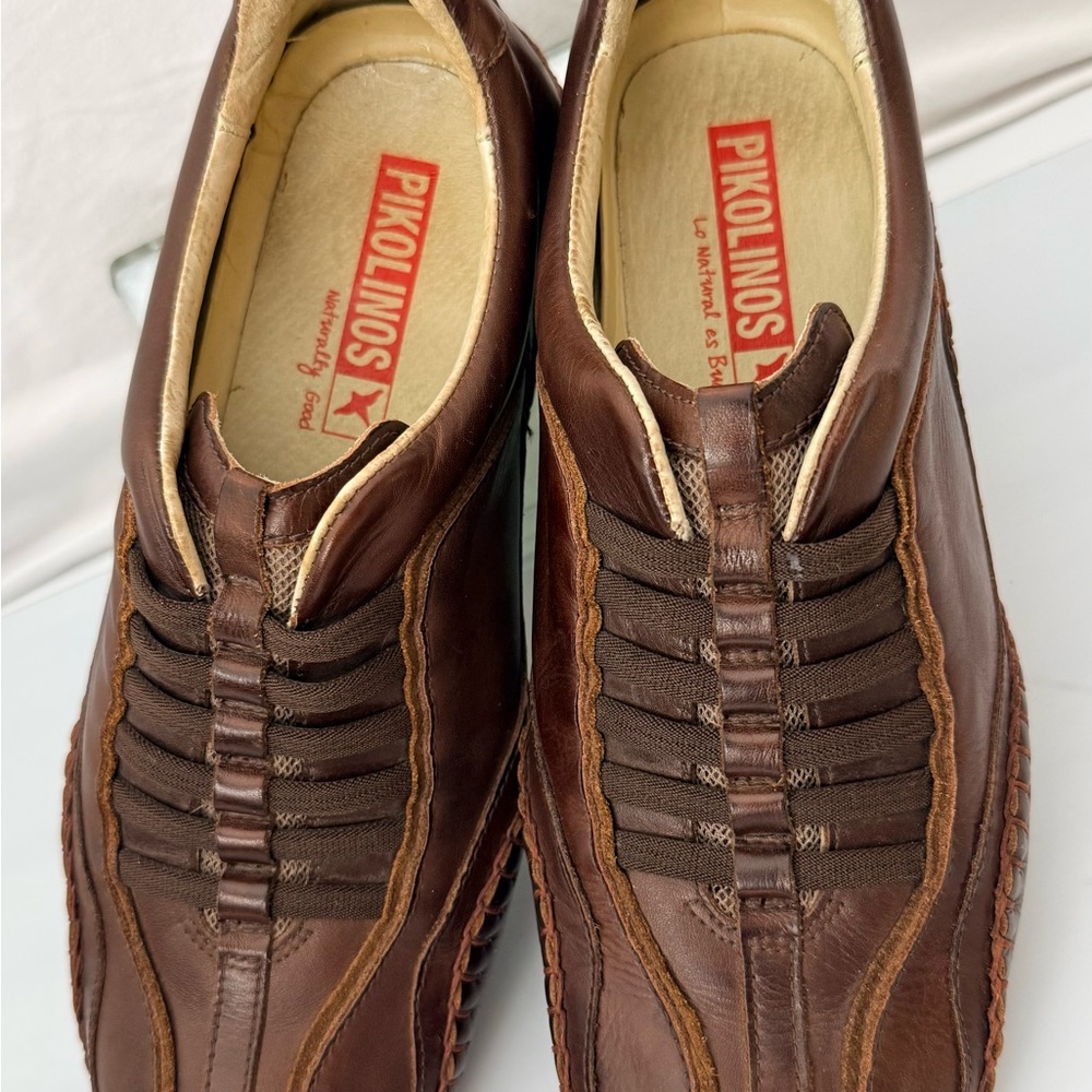 PIKOLINOS Fuencarral Made in Spain lightweight Brown Leather Slip-On Loafers - Picture 6 of 9